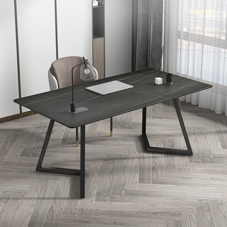 Industrial Marble Office Desk Home and Office Writing Desk with Metal Legs