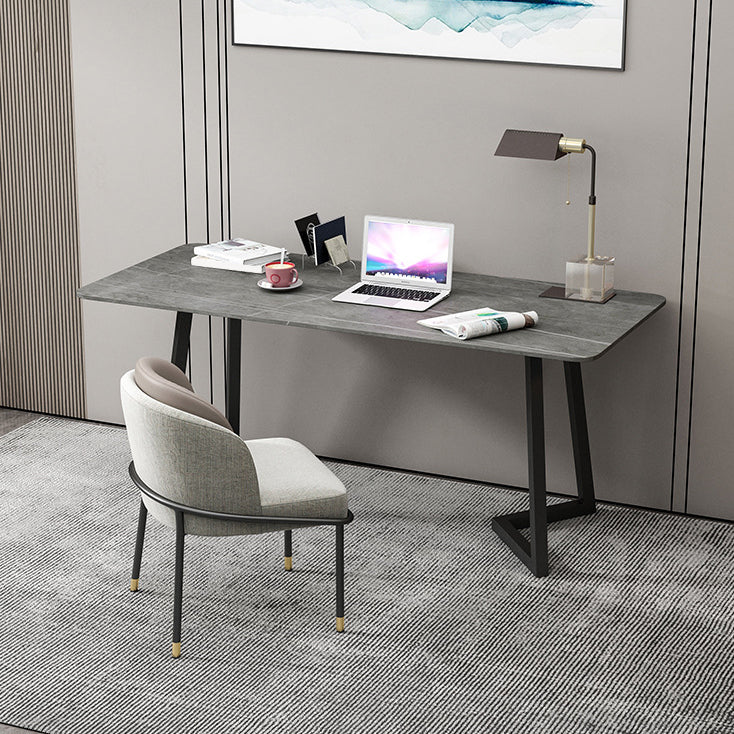 Industrial Marble Office Desk Home and Office Writing Desk with Metal Legs