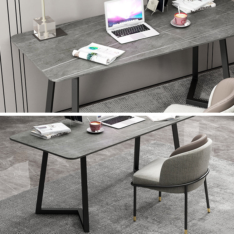 Industrial Marble Office Desk Home and Office Writing Desk with Metal Legs