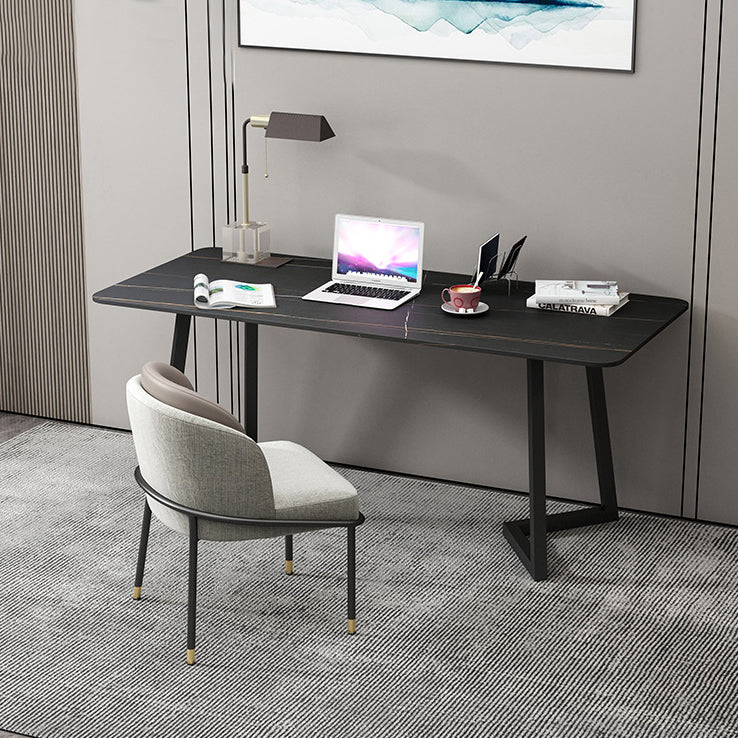 Industrial Marble Office Desk Home and Office Writing Desk with Metal Legs