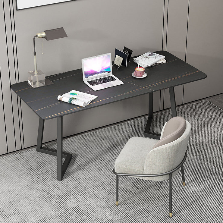 Industrial Marble Office Desk Home and Office Writing Desk with Metal Legs