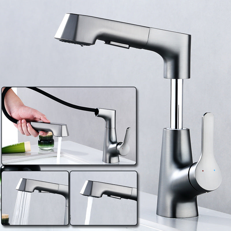 Modern Sink Faucet Solid Color Copper Centerset Bathroom Faucet