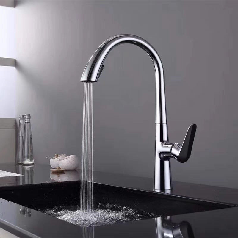 Modern Bar Faucet Brass with Pull out Sprayer Swivel Spout Bar Prep Kitchen Faucet