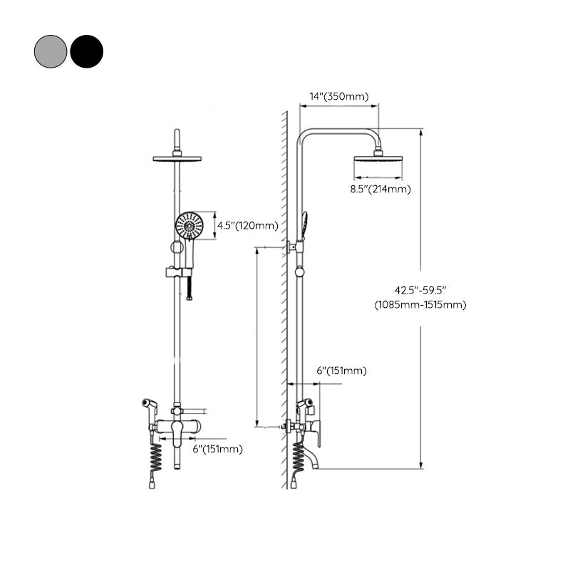 Modern Style Shower System Copper Rectangle Wall Mounted Shower System