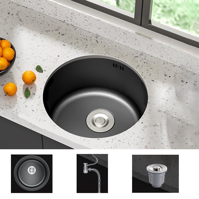 Modern Style Kitchen Sink Stainless Steel Round Kitchen Sink with Drain Strainer Kit