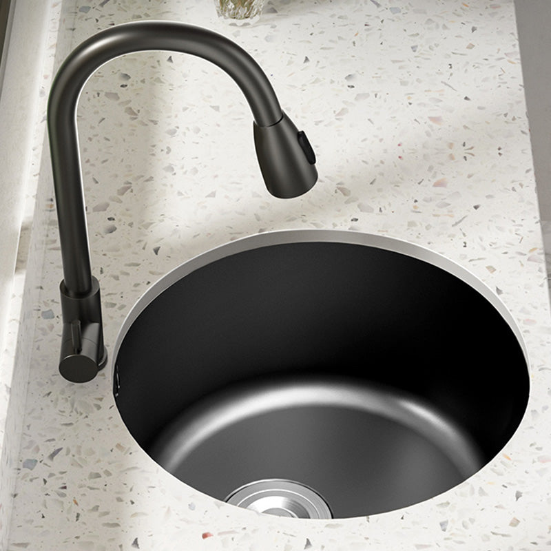 Modern Style Kitchen Sink Stainless Steel Round Kitchen Sink with Drain Strainer Kit