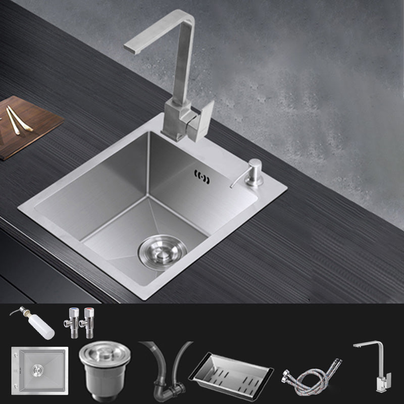 Modern Style Kitchen Sink Stainless Steel Dirt Resistant 1 Holes Drop-In Kitchen Sink