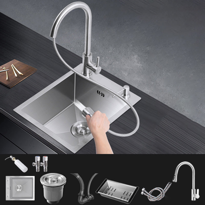 Modern Style Kitchen Sink Stainless Steel Dirt Resistant 1 Holes Drop-In Kitchen Sink