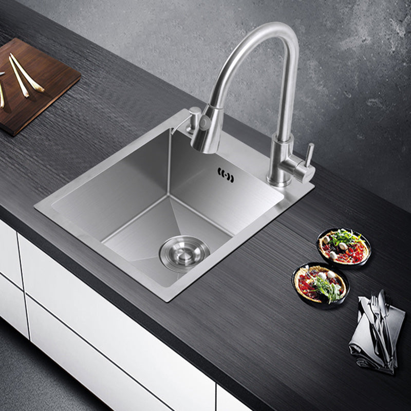 Modern Style Kitchen Sink Stainless Steel Dirt Resistant 1 Holes Drop-In Kitchen Sink