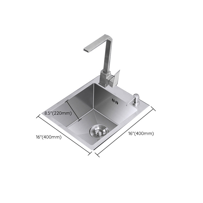 Modern Style Kitchen Sink Stainless Steel Dirt Resistant 1 Holes Drop-In Kitchen Sink