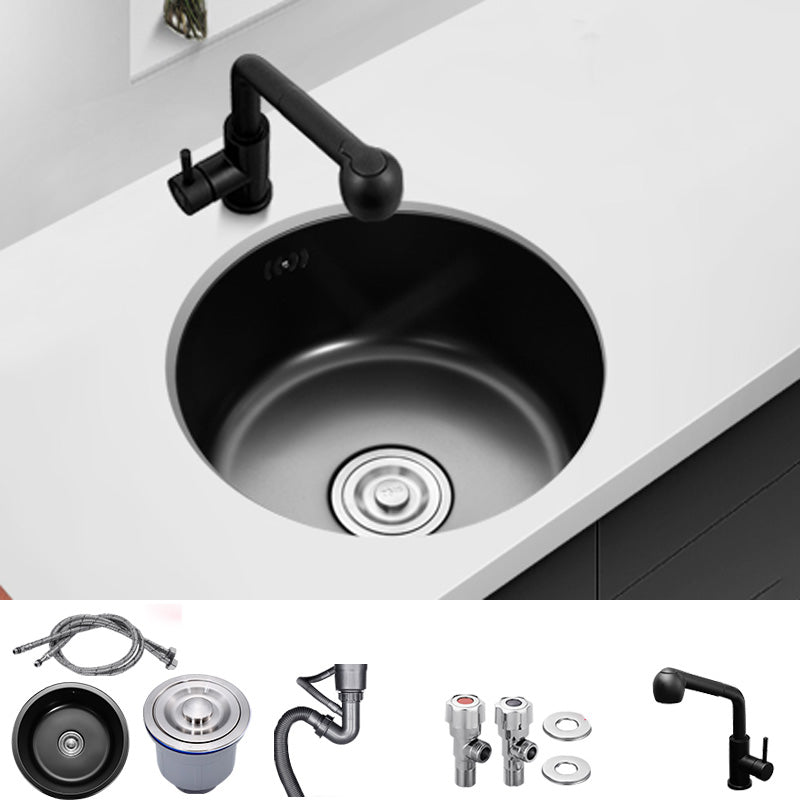 Contemporary Style Kitchen Sink Round Stainless Steel 1 Holes Kitchen Sink