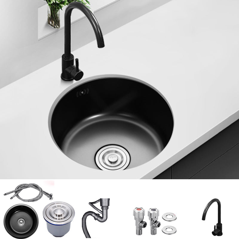 Contemporary Style Kitchen Sink Round Stainless Steel 1 Holes Kitchen Sink