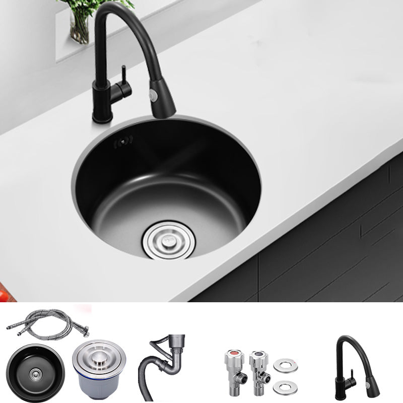 Contemporary Style Kitchen Sink Round Stainless Steel 1 Holes Kitchen Sink