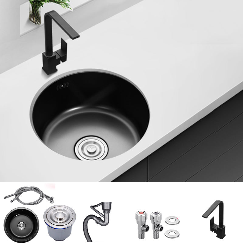 Contemporary Style Kitchen Sink Round Stainless Steel 1 Holes Kitchen Sink