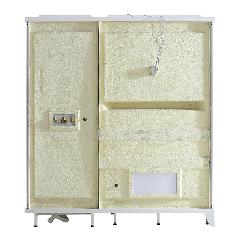 Single Sliding Shower Stall 91" H Framed Rectangle Shower Stall with White Base