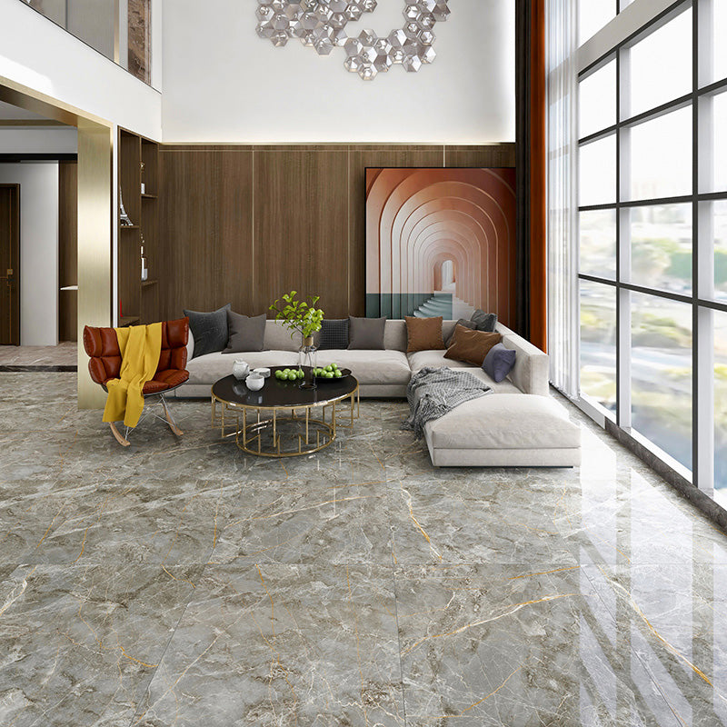 Square Glossy Straight Edge Singular Tile Solid Floor Tile for Living Room