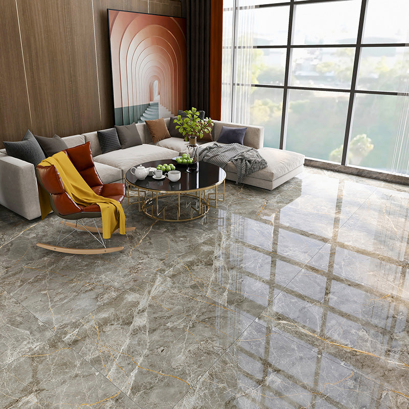 Square Glossy Straight Edge Singular Tile Solid Floor Tile for Living Room