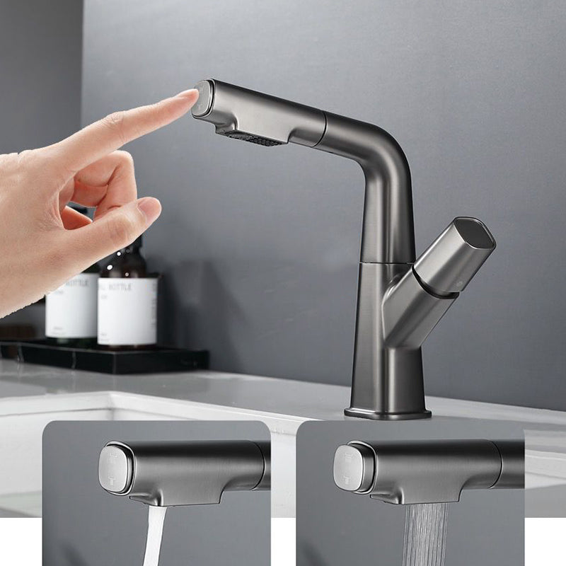Modern Vessel Faucet Brass Lever Handles Swivel Spout Bathroom Sink Faucet