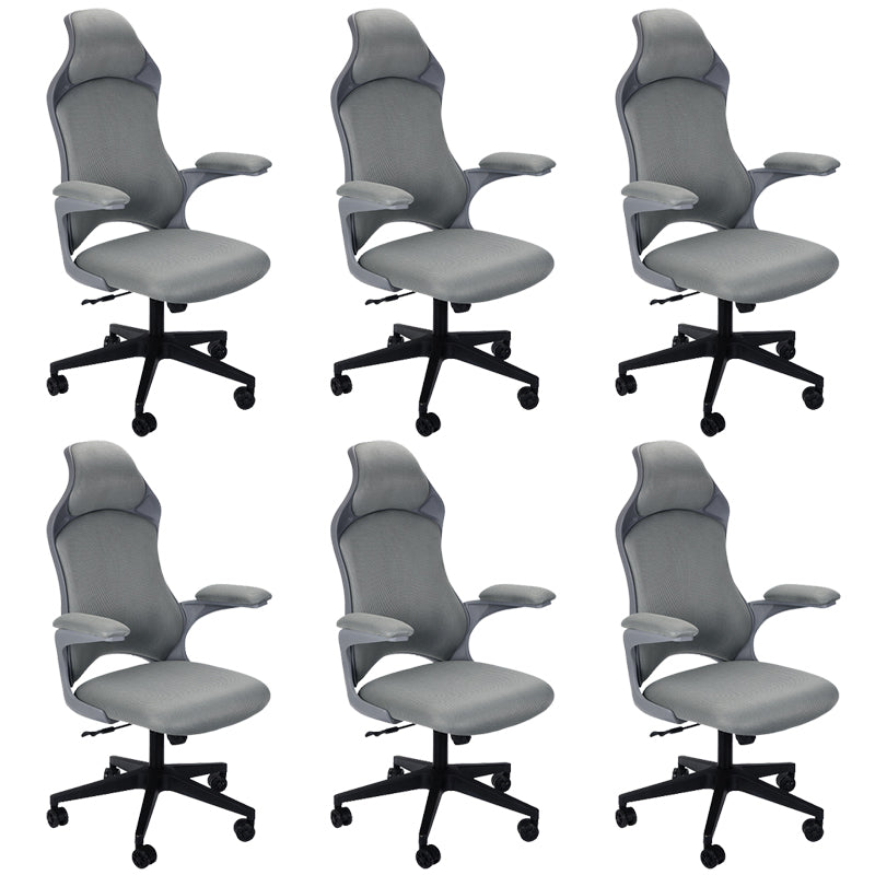 Modern Desk Chair Mesh Conference Chair High-Back Chair in Gray