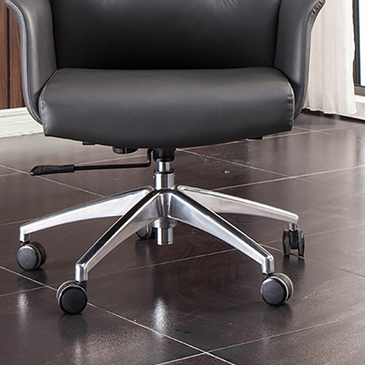 Padded Arms Contemporary Managers Chair Gray Leather Swivel Chair