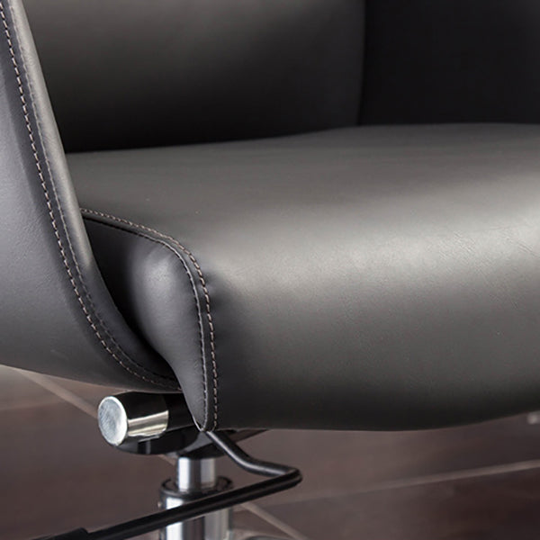 Padded Arms Contemporary Managers Chair Gray Leather Swivel Chair