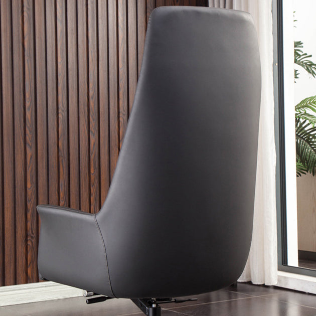 Padded Arms Contemporary Managers Chair Gray Leather Swivel Chair