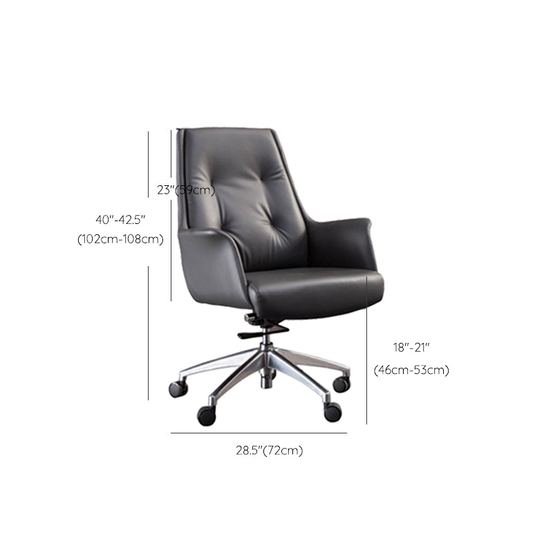 Padded Arms Contemporary Managers Chair Gray Leather Swivel Chair