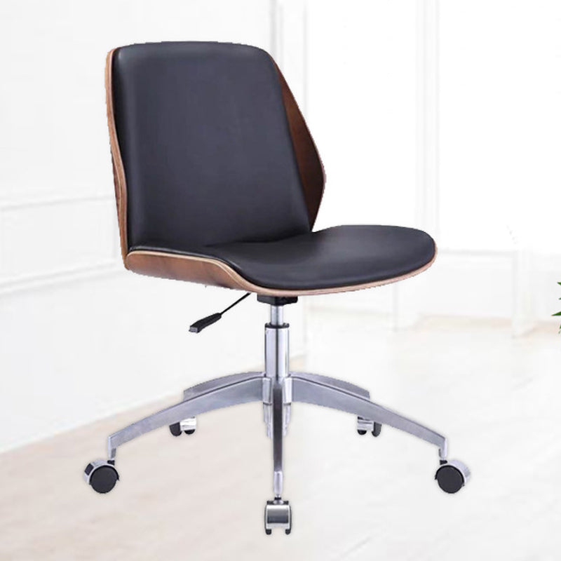 Modern Desk Chair Wood Conference Chair Mid-Back Chair with Wheels