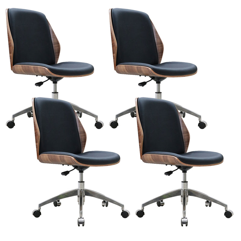 Modern Desk Chair Wood Conference Chair Mid-Back Chair with Wheels