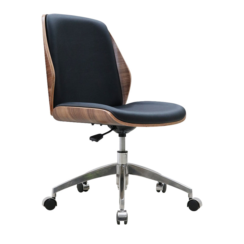 Modern Desk Chair Wood Conference Chair Mid-Back Chair with Wheels