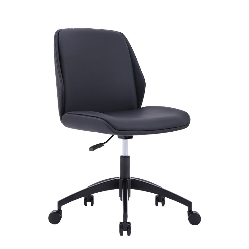 Modern Desk Chair Wood Conference Chair Mid-Back Chair with Wheels