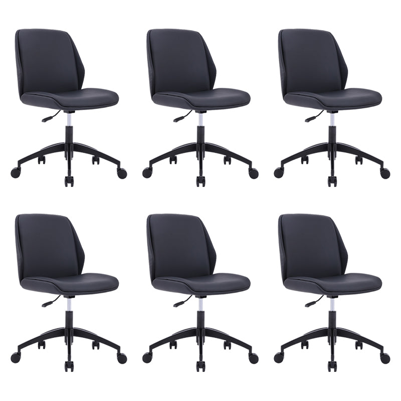 Modern Desk Chair Wood Conference Chair Mid-Back Chair with Wheels