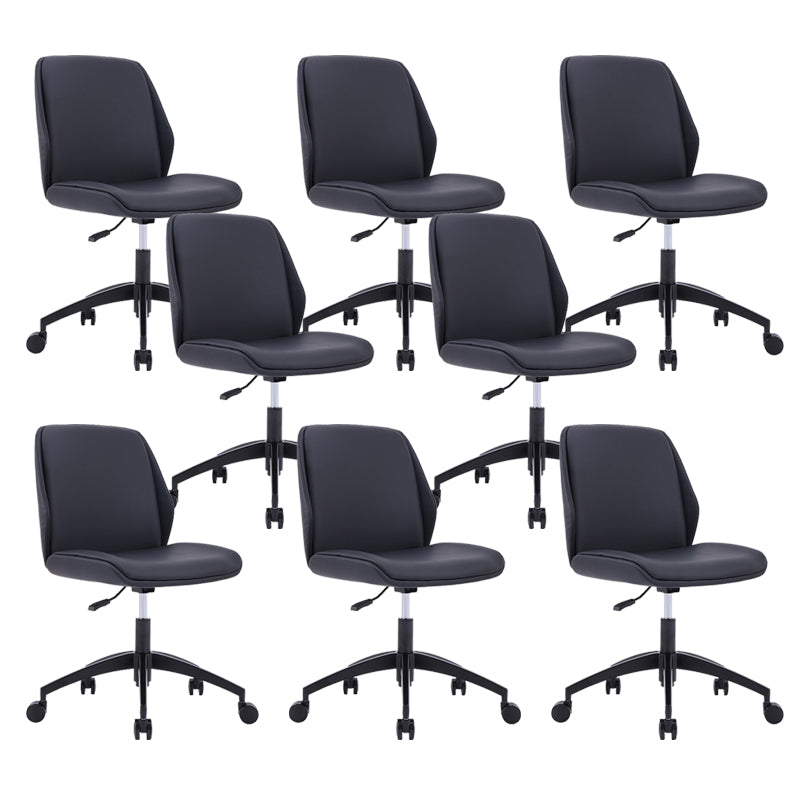 Modern Desk Chair Wood Conference Chair Mid-Back Chair with Wheels