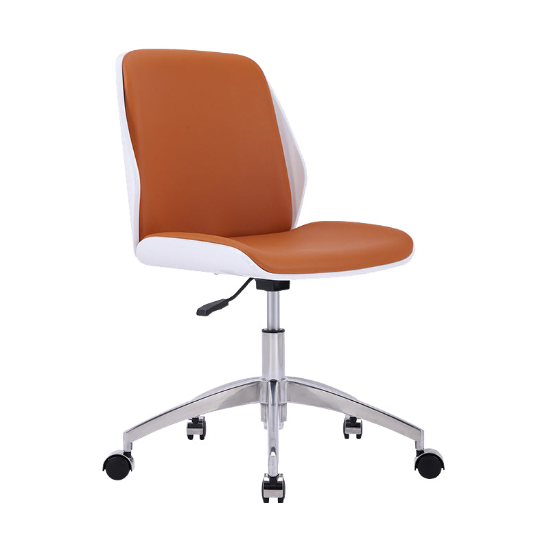 Modern Desk Chair Wood Conference Chair Mid-Back Chair with Wheels