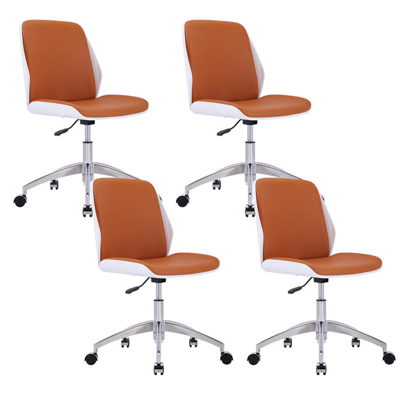 Modern Desk Chair Wood Conference Chair Mid-Back Chair with Wheels