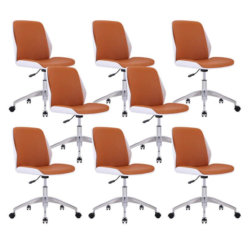 Modern Desk Chair Wood Conference Chair Mid-Back Chair with Wheels