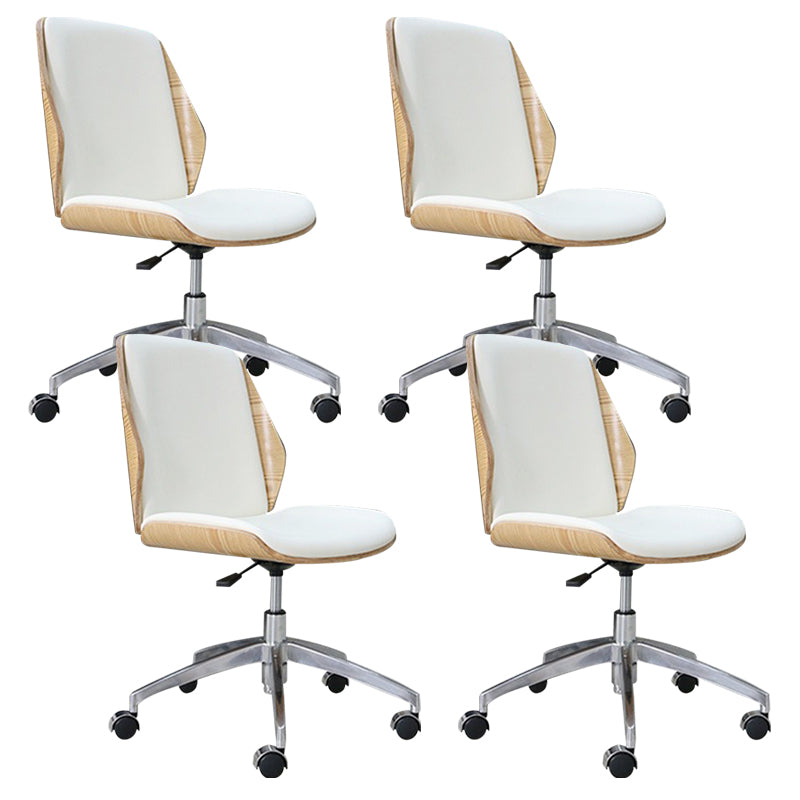 Modern Desk Chair Wood Conference Chair Mid-Back Chair with Wheels