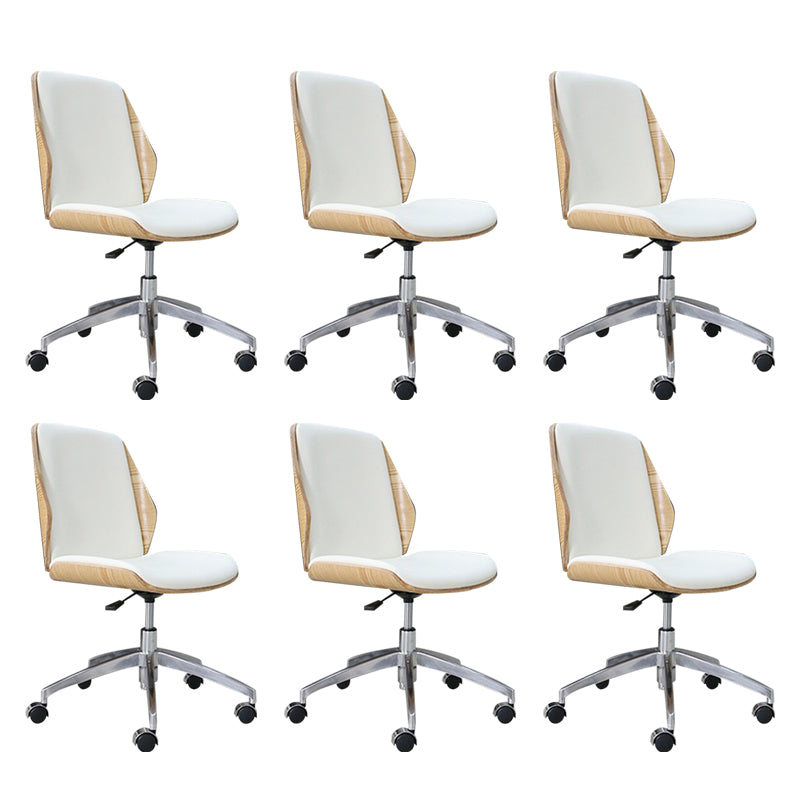 Modern Desk Chair Wood Conference Chair Mid-Back Chair with Wheels