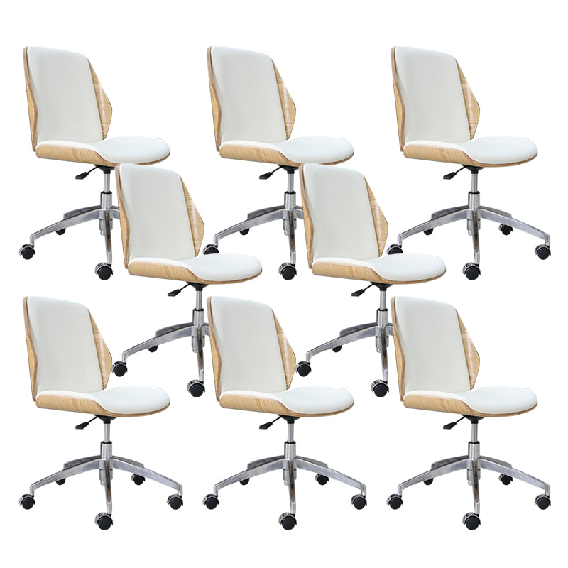 Modern Desk Chair Wood Conference Chair Mid-Back Chair with Wheels