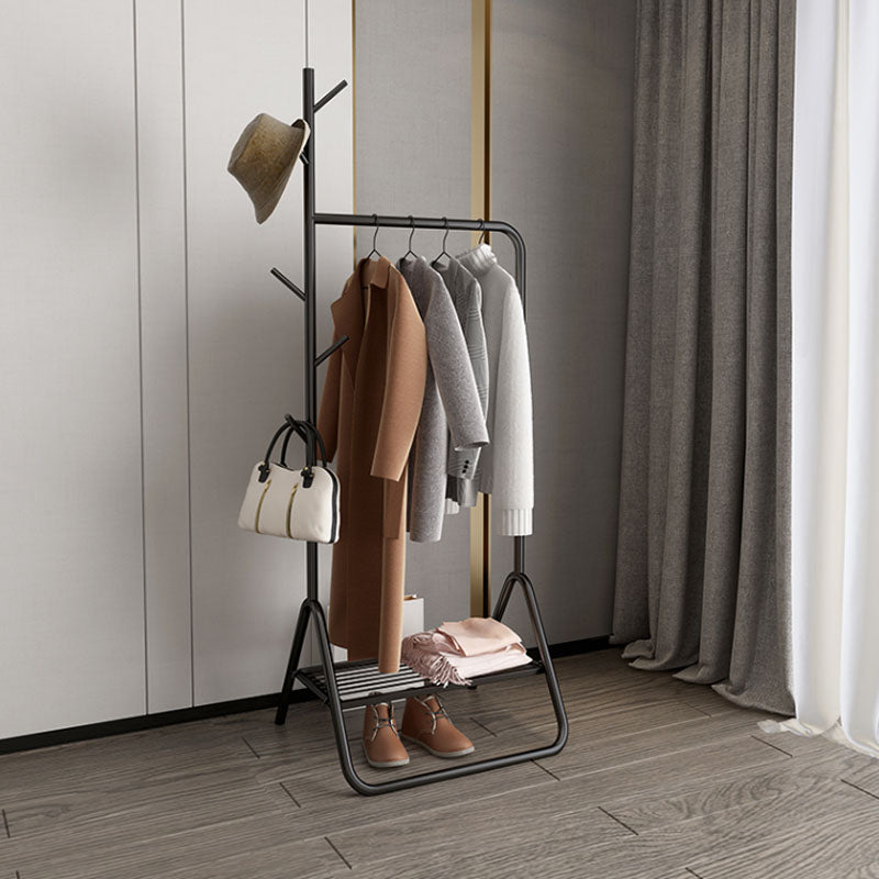 Contemporary Coat Rack Coat Hooks Metal Coat Rack with Storage Shelving