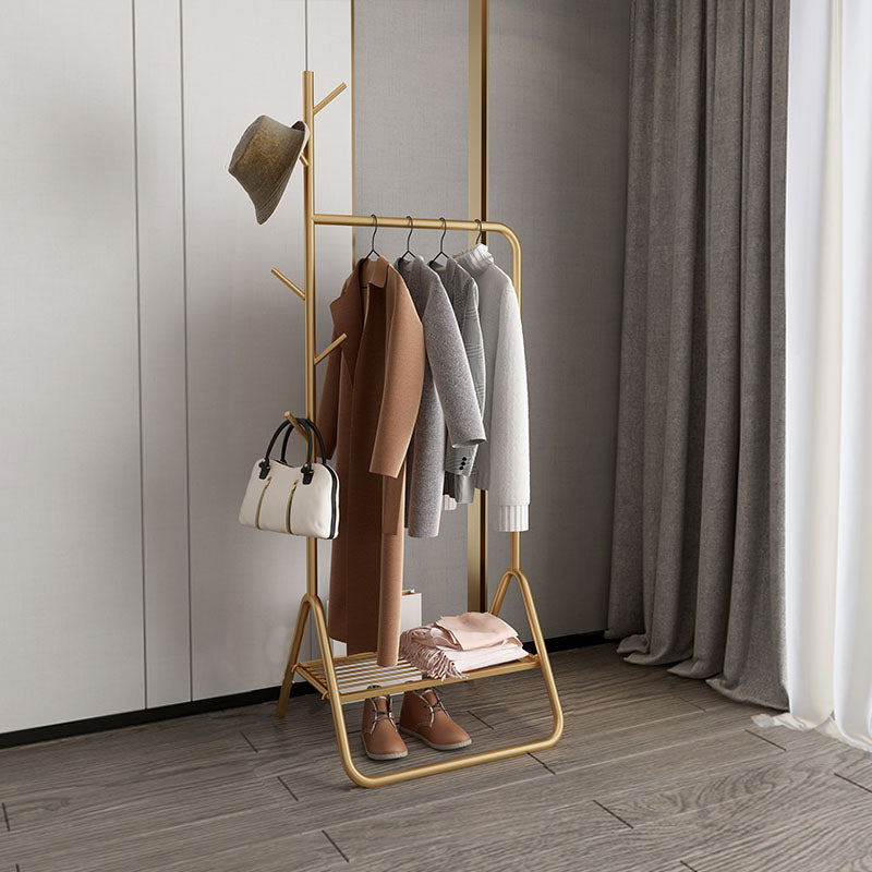 Contemporary Coat Rack Coat Hooks Metal Coat Rack with Storage Shelving