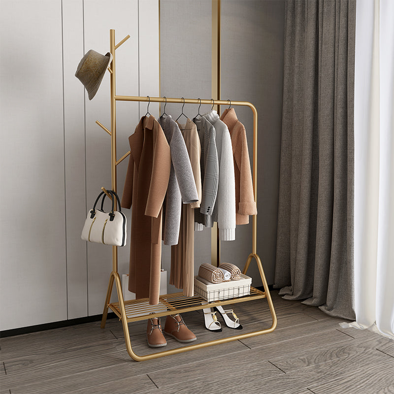 Contemporary Coat Rack Coat Hooks Metal Coat Rack with Storage Shelving