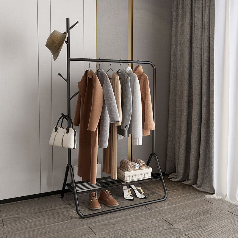 Contemporary Coat Rack Coat Hooks Metal Coat Rack with Storage Shelving