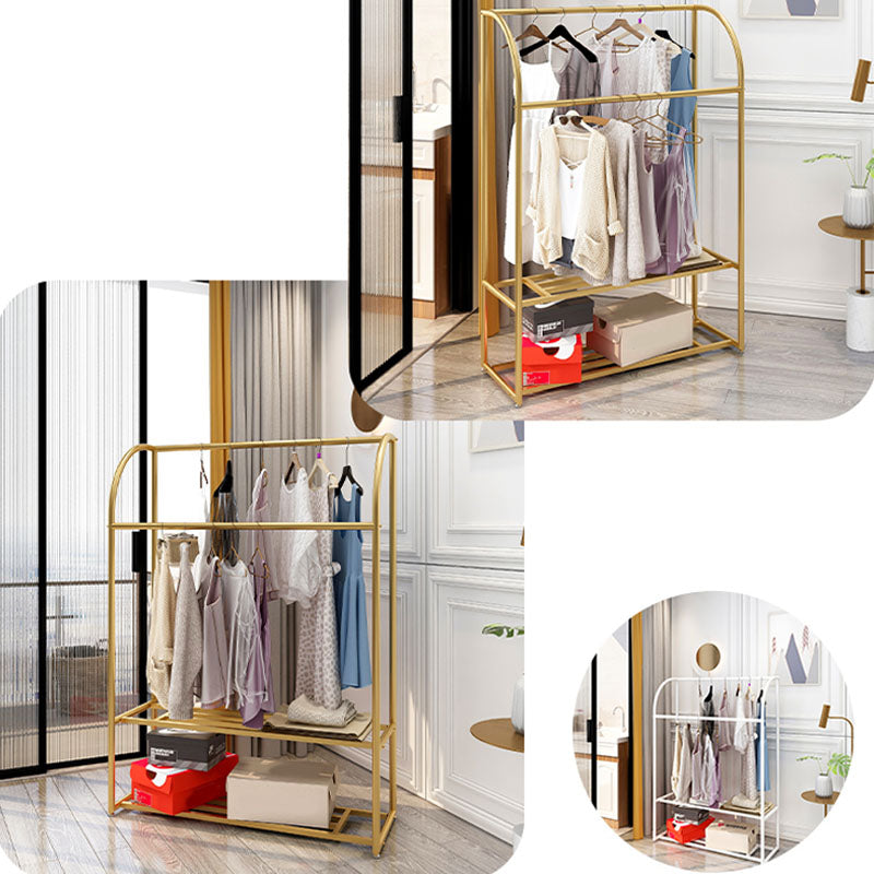 Modern Coat Rack Metal Hanging Rail and Storage Shelving Hall Stand