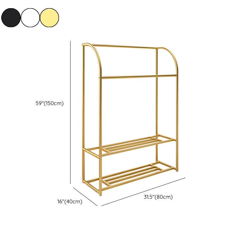 Modern Coat Rack Metal Hanging Rail and Storage Shelving Hall Stand