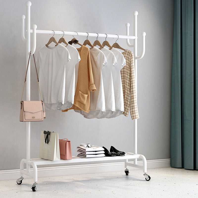 Contemporary Coat Hanger Solid Color Free Standing Storage Shelves Coat Rack with Castors