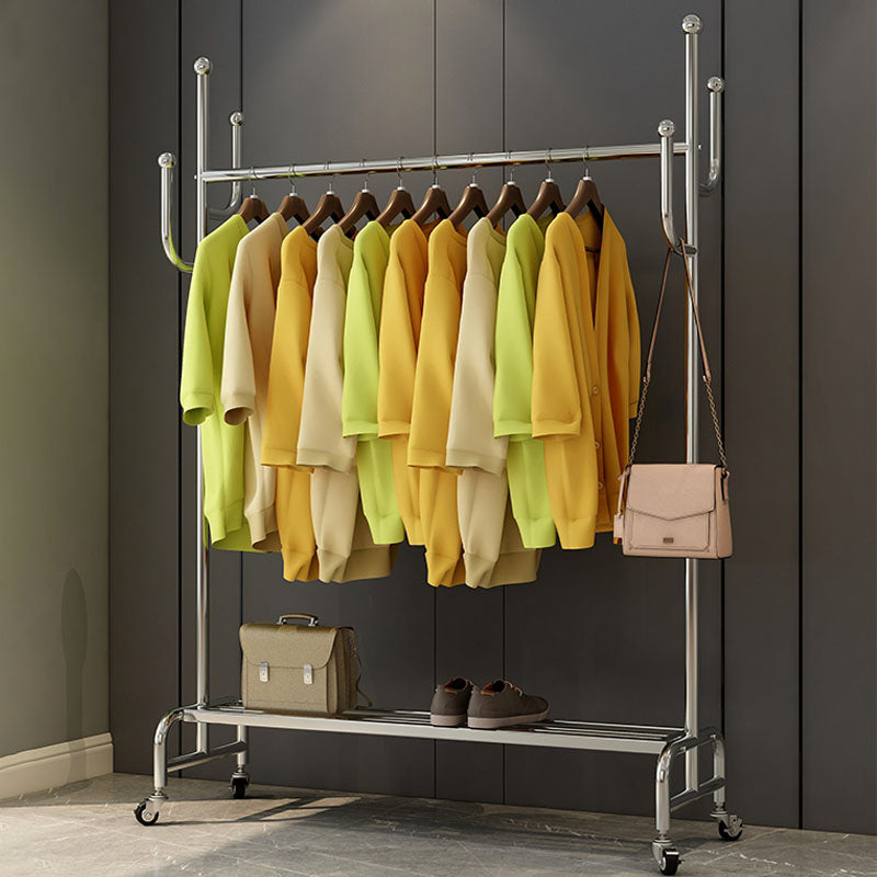 Contemporary Coat Hanger Solid Color Free Standing Storage Shelves Coat Rack with Castors