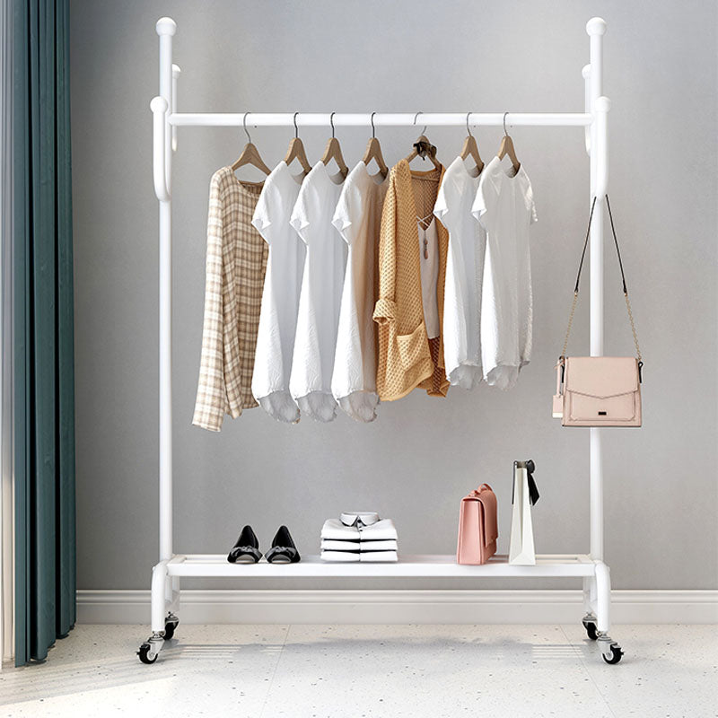 Contemporary Coat Hanger Solid Color Free Standing Storage Shelves Coat Rack with Castors