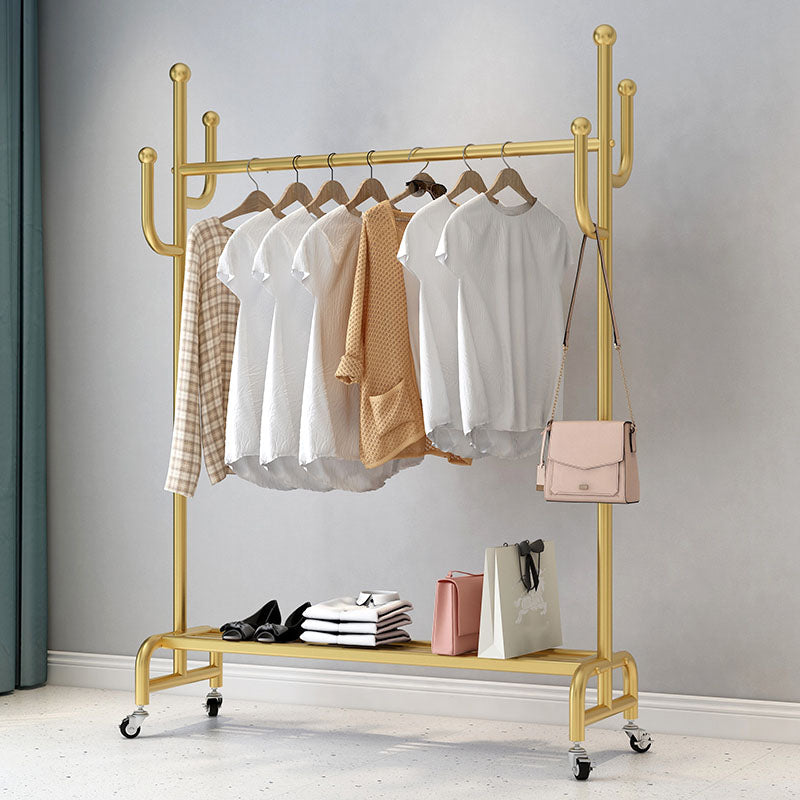 Contemporary Coat Hanger Solid Color Free Standing Storage Shelves Coat Rack with Castors