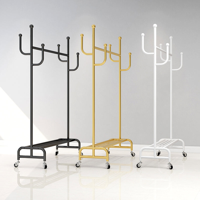 Contemporary Coat Hanger Solid Color Free Standing Storage Shelves Coat Rack with Castors